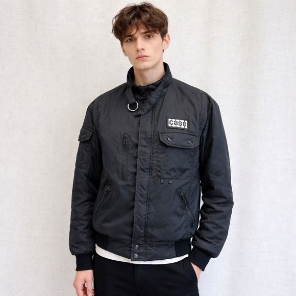 Vintage Swingster Case Black Utility Bomber Jacket D-Ring Collar Size Small